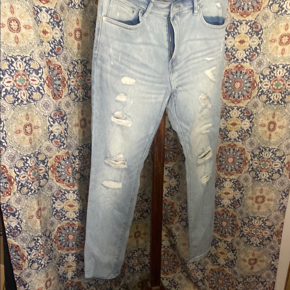 H&M Light Blue Skinny Jeans with Distressed Details